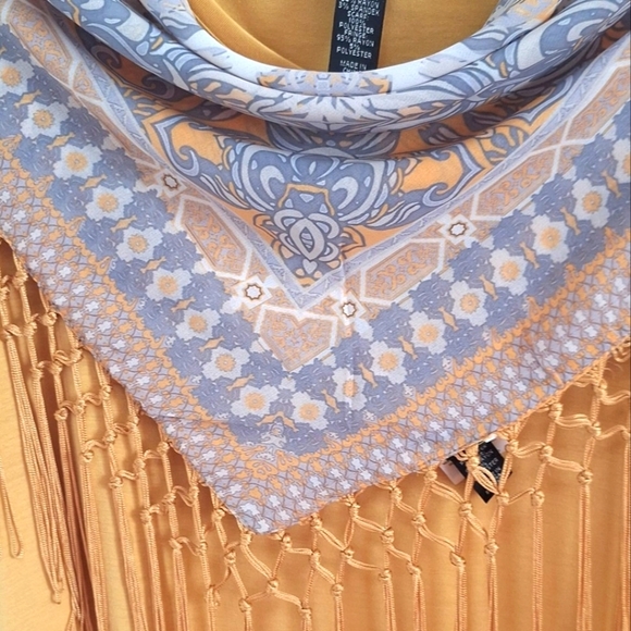 Style & Co. Women's Detachable Scarf Draped Rayon Fringed Blouse Plus Size XL - Picture 2 of 7